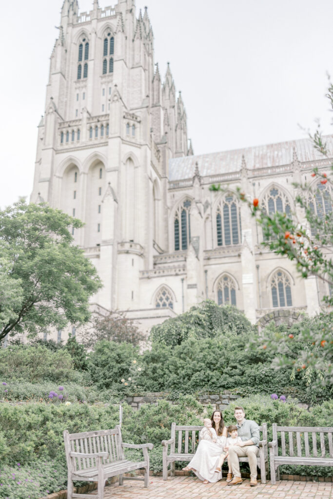 Family photography at the Bishop's Garden in National Cathedral in Washington DC