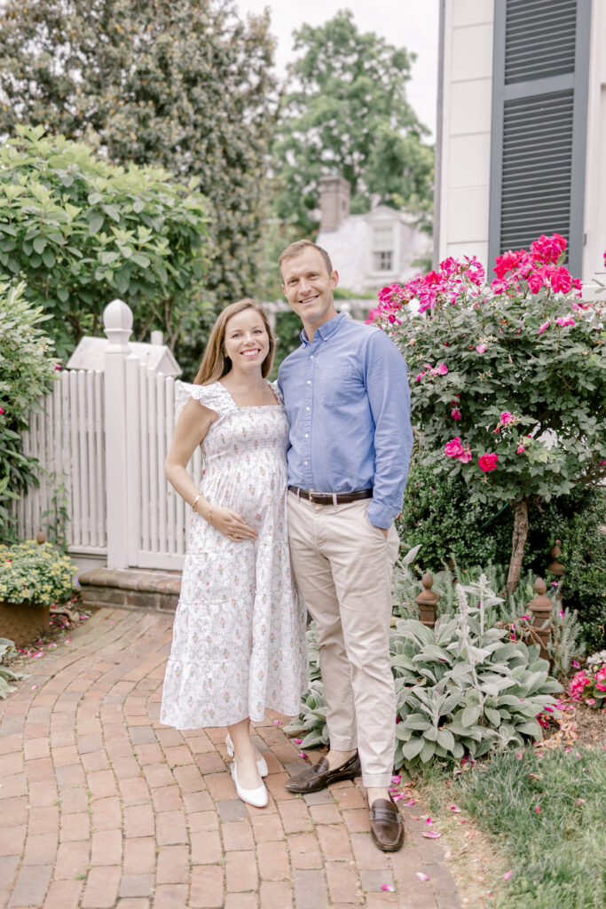 Pregnant mother smiling during a family photography session